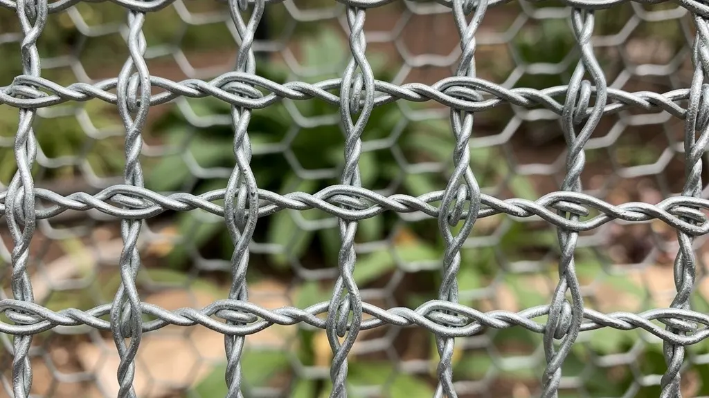 Gros plan texture maille hexagonale grillage triple torsion galvanisé